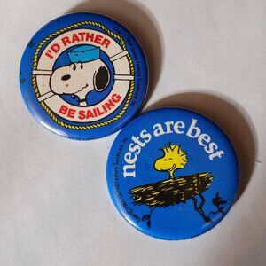 SNOOPY & WOODSTOCK Pins Set Of 2 1960's